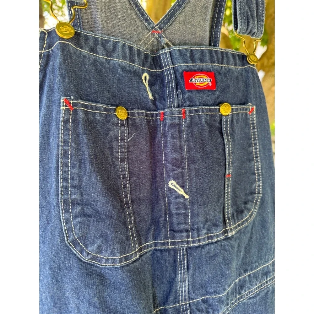 Dickies Bib Overalls Men's 38x32 Blue Denim Carpenter 2014 Made Mexico Zip Fly